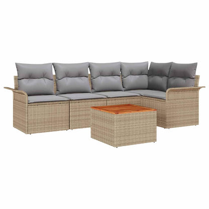 Set Divano da Giardino 6 pcs Beige e Grigio Chiaro polyrattan | homemem39