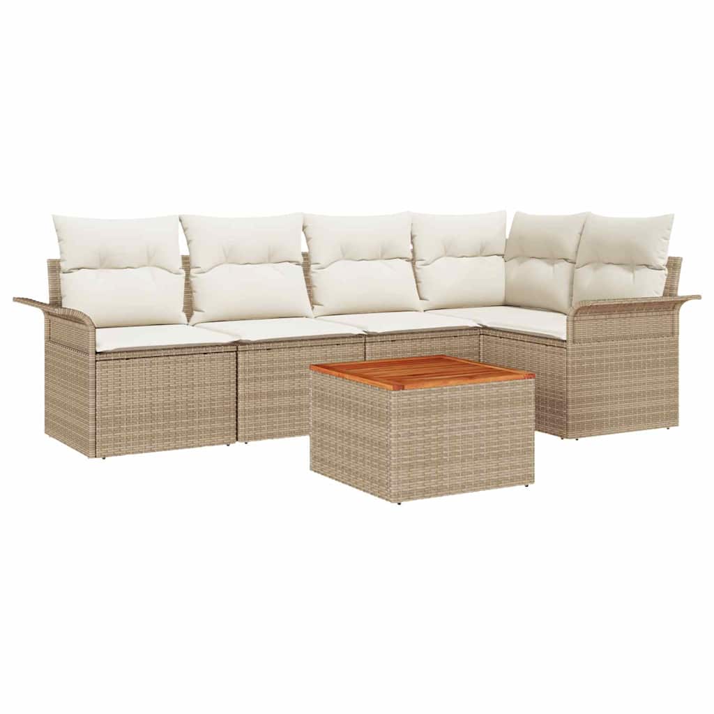 Set Divano da Giardino 6 pcs Beige e Crema polyrattan | homemem39