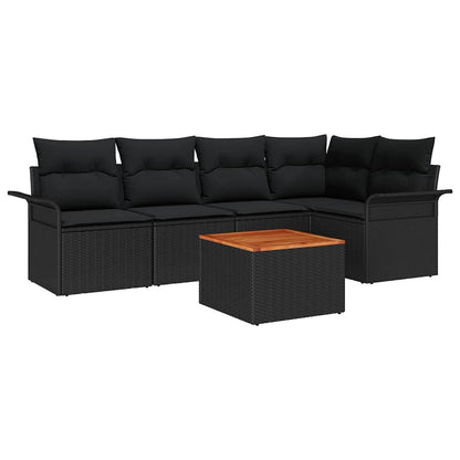 Set Divano da Giardino con archiviazione 6 pcs Nero polyrattan | homemem39