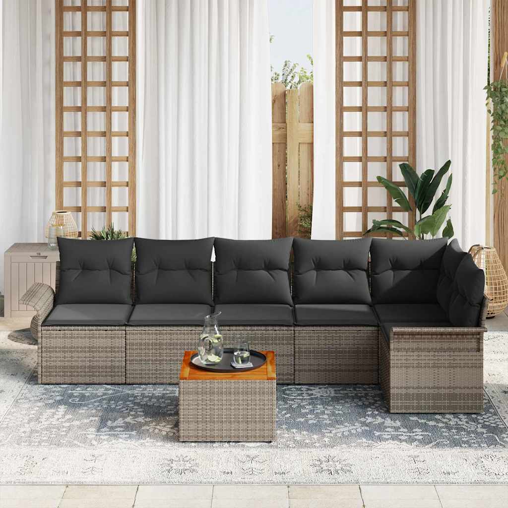 Set Divano da Giardino 7 pcs Grigio polyrattan | homemem39