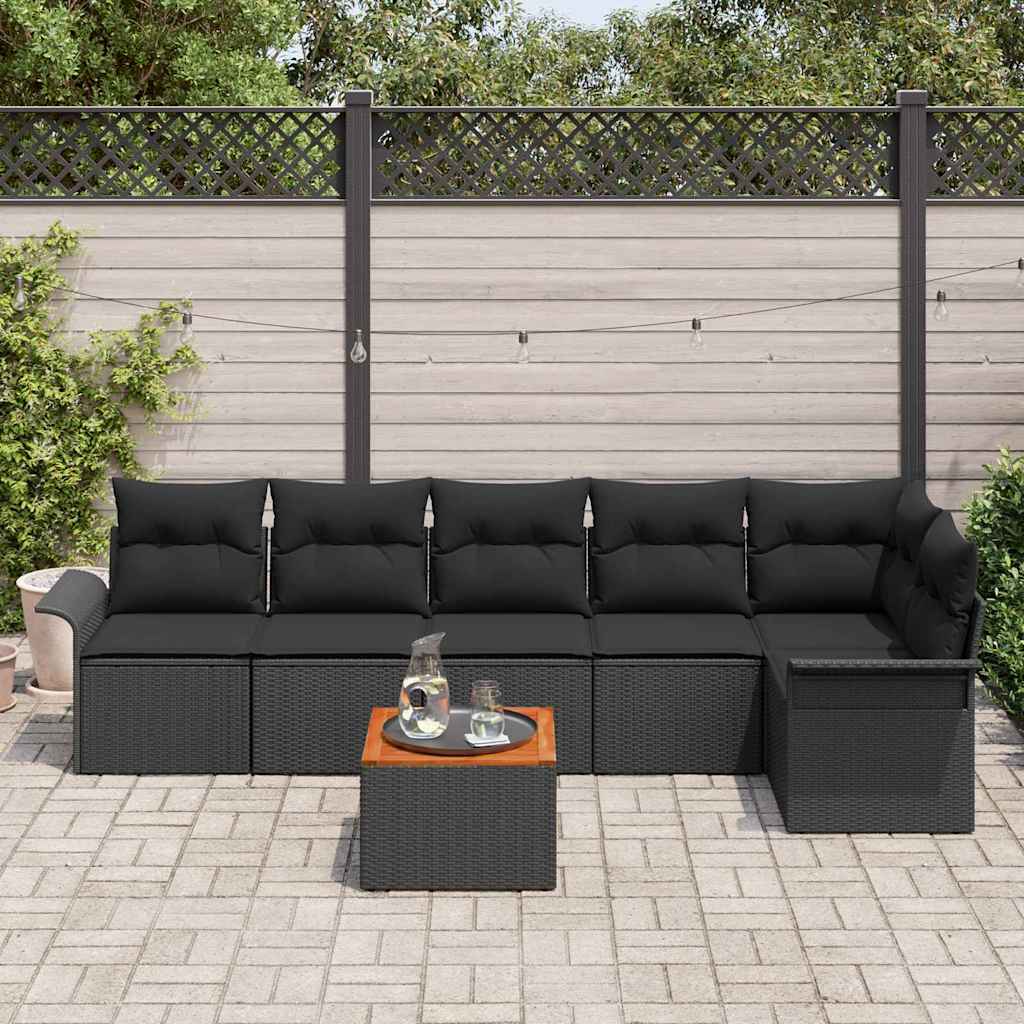 Set Divano da Giardino con archiviazione 7 pcs Nero polyrattan | homemem39