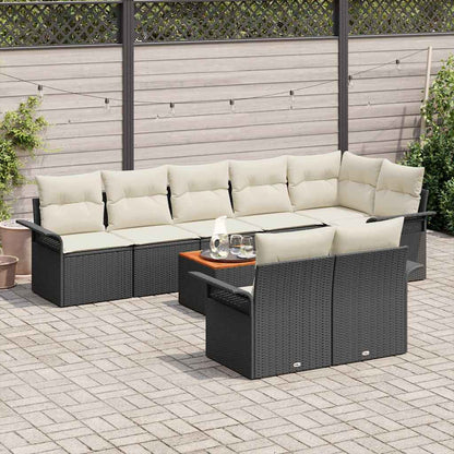 Set Divano da Giardino 9 pcs Nero e Crema polyrattan | homemem39