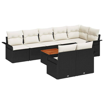 Set Divano da Giardino 9 pcs Nero e Crema polyrattan | homemem39