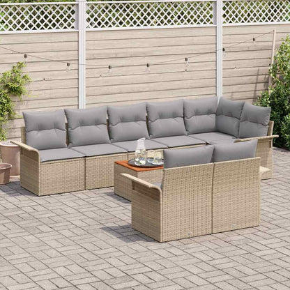 Set Divano da Giardino 9 pcs Beige e Grigio Chiaro polyrattan | homemem39