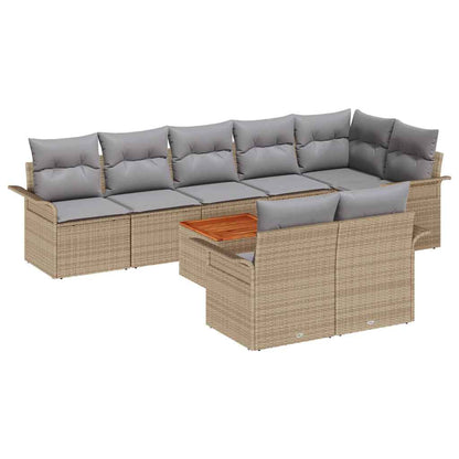 Set Divano da Giardino 9 pcs Beige e Grigio Chiaro polyrattan | homemem39