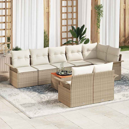 Set Divano da Giardino 9 pcs Beige e Crema polyrattan | homemem39