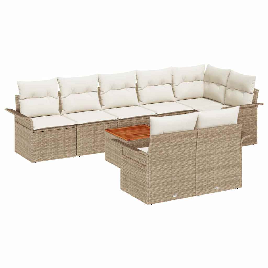 Set Divano da Giardino 9 pcs Beige e Crema polyrattan | homemem39