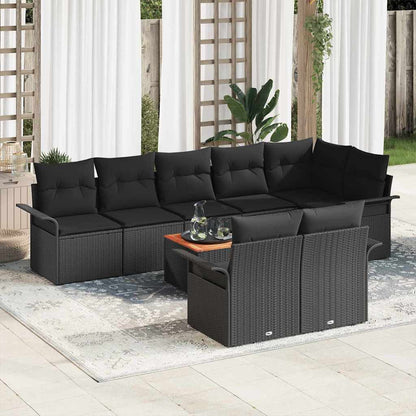 Set Divano da Giardino con archiviazione 9 pcs Nero polyrattan | homemem39