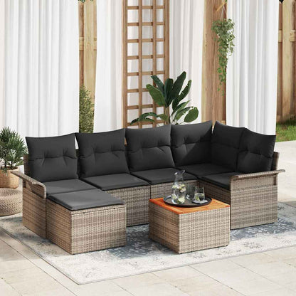 Set Divano da Giardino 7 pcs Grigio polyrattan | homemem39