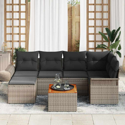 Set Divano da Giardino 7 pcs Grigio polyrattan | homemem39