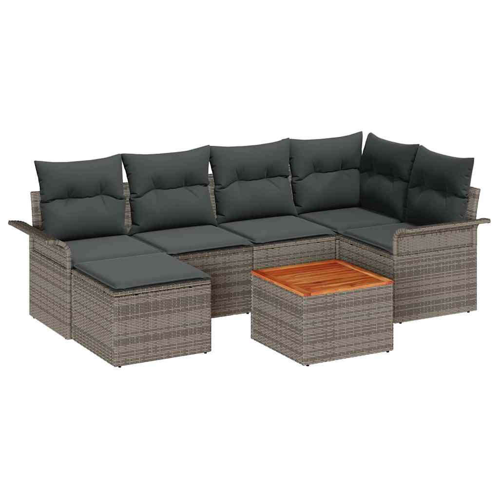 Set Divano da Giardino 7 pcs Grigio polyrattan | homemem39