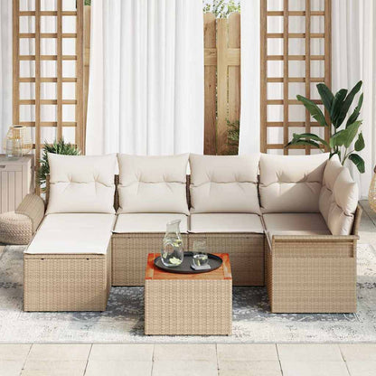 Set Divano da Giardino 7 pcs Beige e Crema polyrattan | homemem39