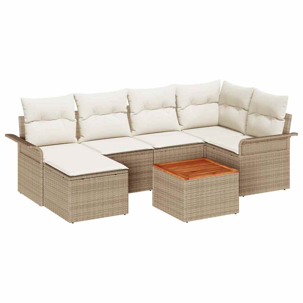 Set Divano da Giardino 7 pcs Beige e Crema polyrattan | homemem39