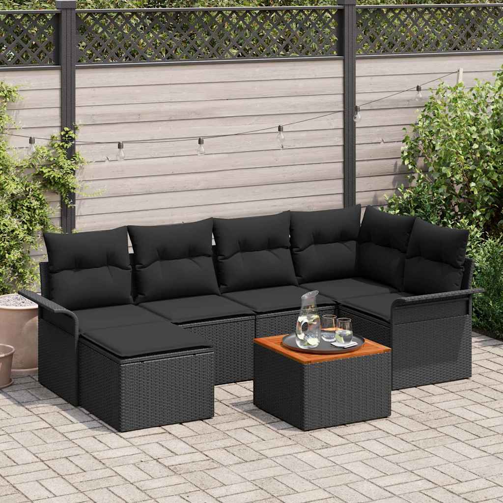 Set Divano da Giardino con archiviazione 7 pcs Nero polyrattan | homemem39