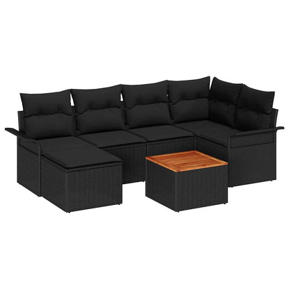 Set Divano da Giardino con archiviazione 7 pcs Nero polyrattan | homemem39