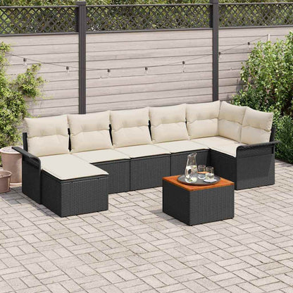 Set Divano da Giardino 8 pcs Nero e Crema polyrattan | homemem39