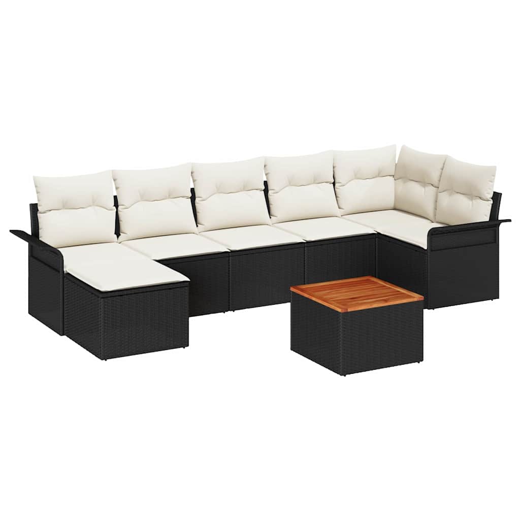 Set Divano da Giardino 8 pcs Nero e Crema polyrattan | homemem39