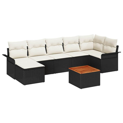 Set Divano da Giardino 8 pcs Nero e Crema polyrattan | homemem39