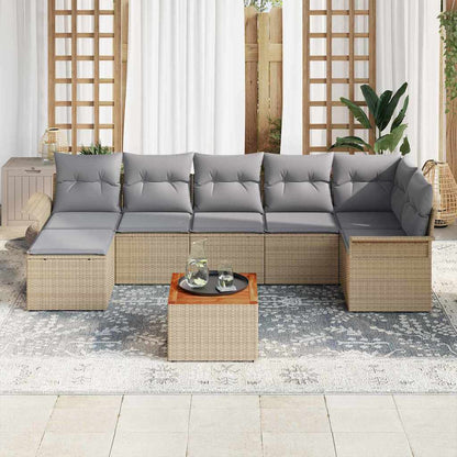 Set Divano da Giardino 8 pcs Beige e Grigio Chiaro polyrattan | homemem39