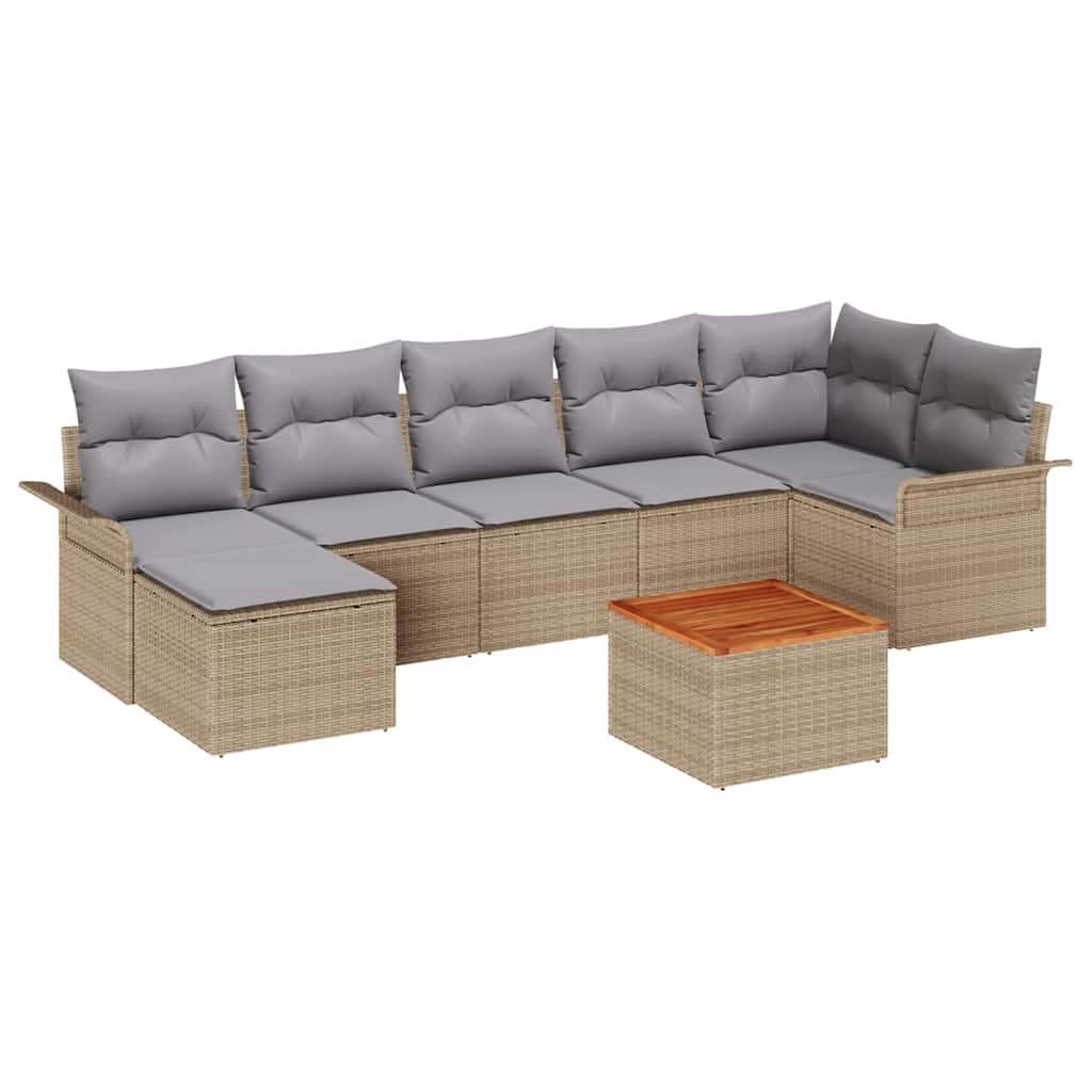 Set Divano da Giardino 8 pcs Beige e Grigio Chiaro polyrattan | homemem39