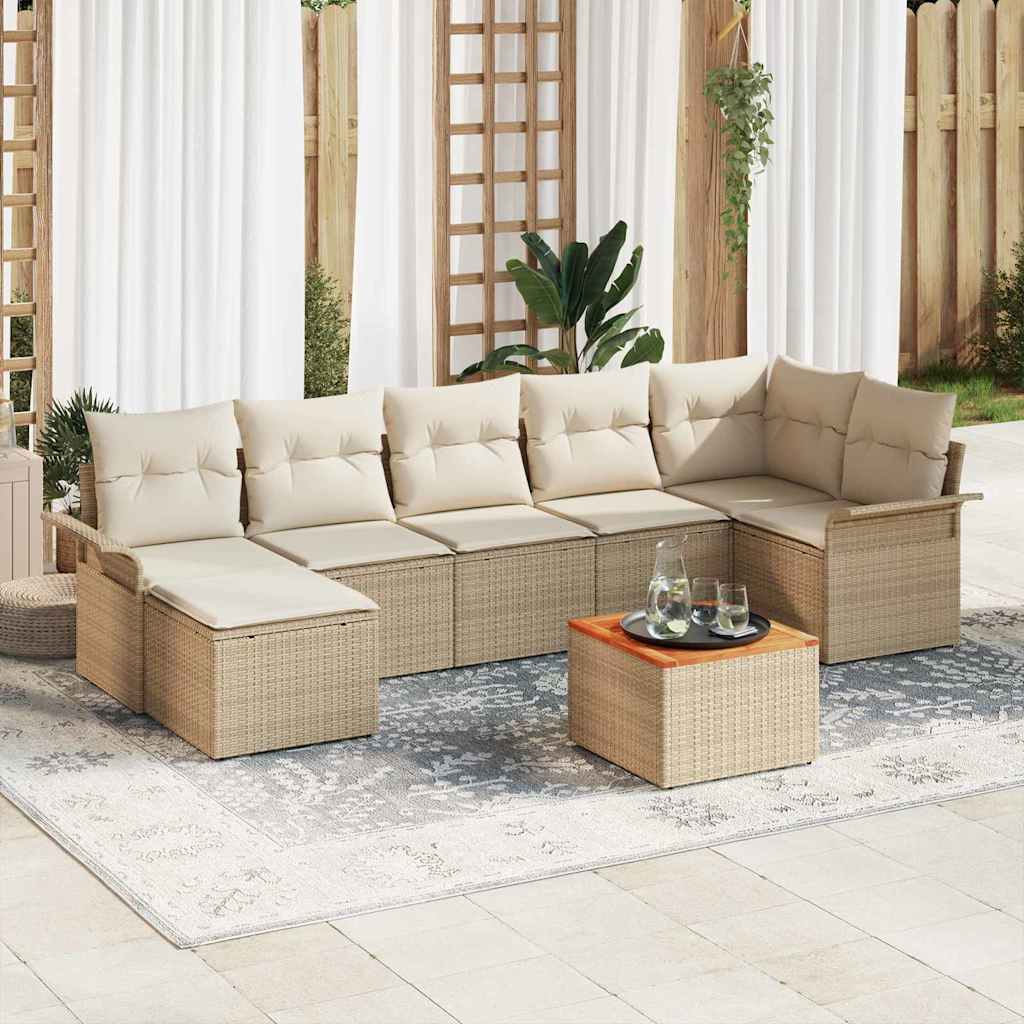 Set Divano da Giardino 8 pcs Beige e Crema polyrattan | homemem39