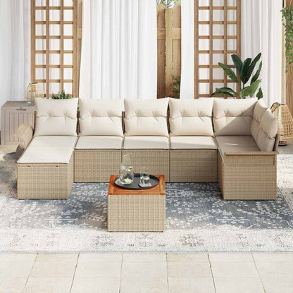 Set Divano da Giardino 8 pcs Beige e Crema polyrattan | homemem39