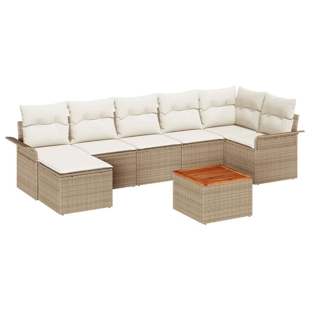 Set Divano da Giardino 8 pcs Beige e Crema polyrattan | homemem39