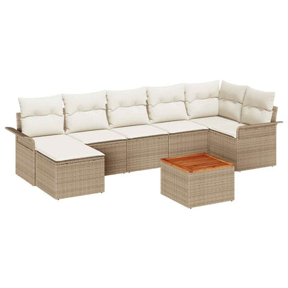 Set Divano da Giardino 8 pcs Beige e Crema polyrattan | homemem39
