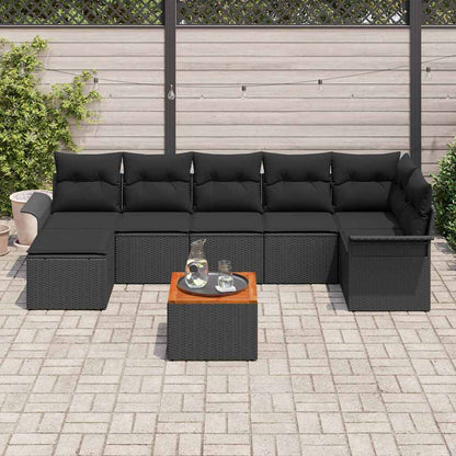 Set Divano da Giardino con archiviazione 8 pcs Nero polyrattan | homemem39