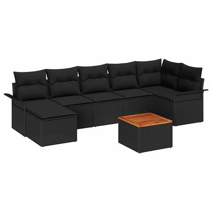 Set Divano da Giardino con archiviazione 8 pcs Nero polyrattan | homemem39