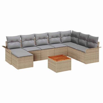 Set Divano da Giardino 9 pcs Beige e Grigio Chiaro polyrattan | homemem39