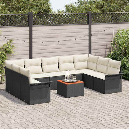 Set Divano da Giardino 10 pcs Nero e Crema polyrattan | homemem39