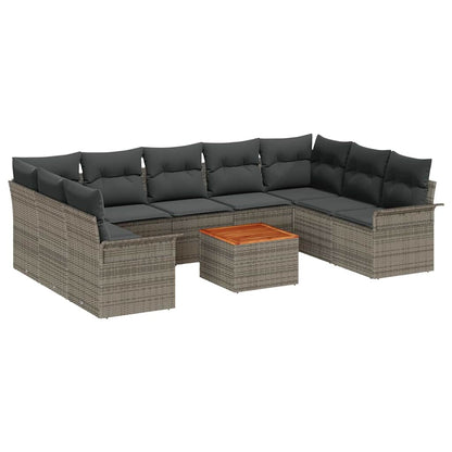 Set Divano da Giardino 10 pcs Grigio polyrattan | homemem39