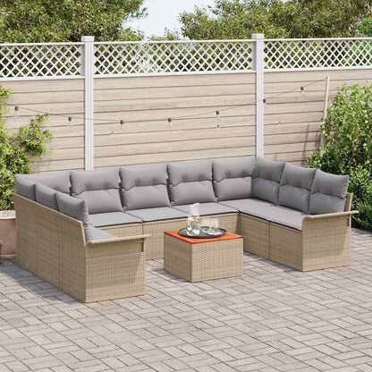 Set Divano da Giardino 10 pcs Beige e Grigio Chiaro polyrattan | homemem39