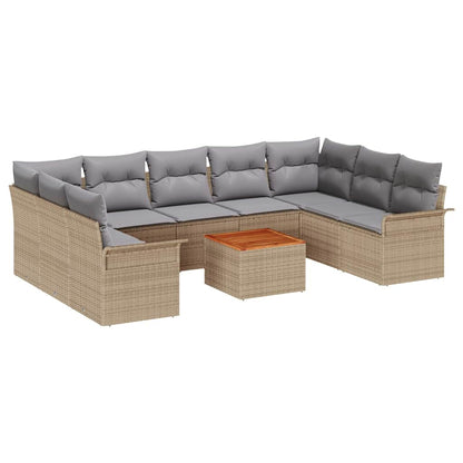 Set Divano da Giardino 10 pcs Beige e Grigio Chiaro polyrattan | homemem39