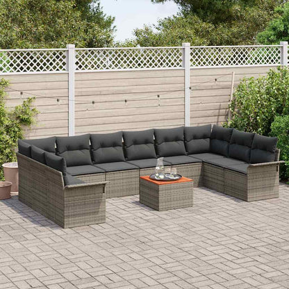 Set Divano da Giardino 11 pcs Grigio polyrattan | homemem39