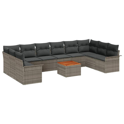 Set Divano da Giardino 11 pcs Grigio polyrattan | homemem39