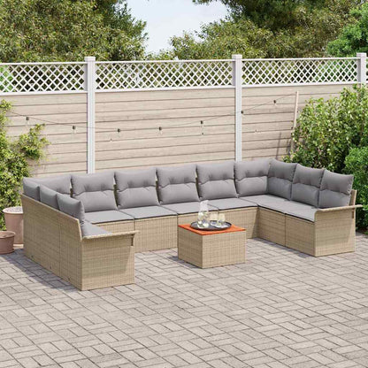 Set Divano da Giardino 11 pcs Beige e Grigio Chiaro polyrattan | homemem39