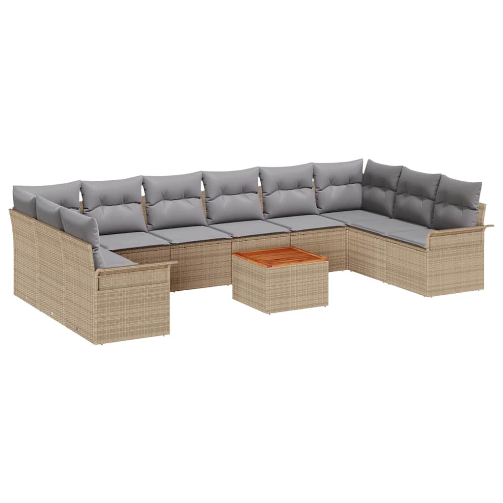 Set Divano da Giardino 11 pcs Beige e Grigio Chiaro polyrattan | homemem39