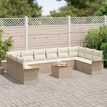 Set Divano da Giardino 11 pcs Beige e Crema polyrattan | homemem39