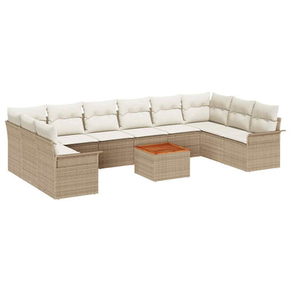 Set Divano da Giardino 11 pcs Beige e Crema polyrattan | homemem39