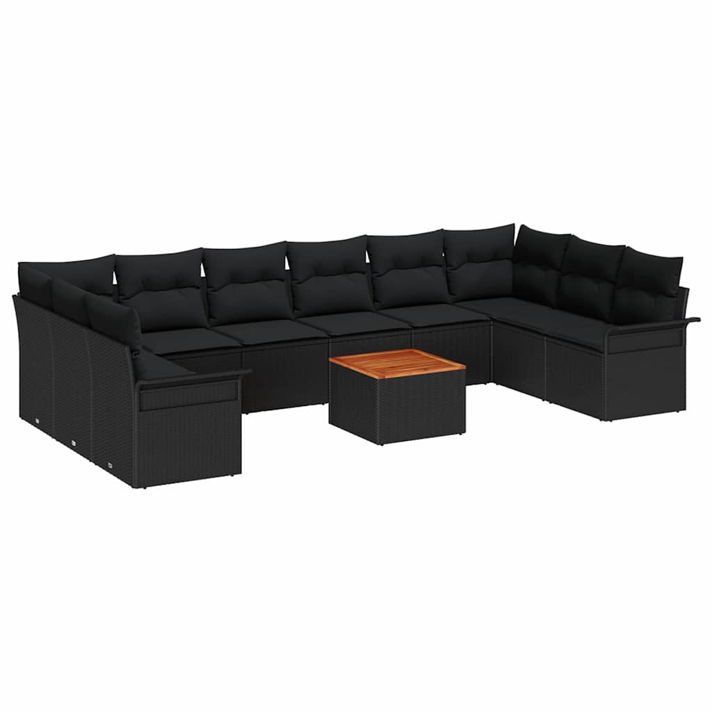 Set Divano da Giardino con archiviazione 11 pcs Nero polyrattan | homemem39