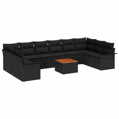 Set Divano da Giardino con archiviazione 11 pcs Nero polyrattan | homemem39