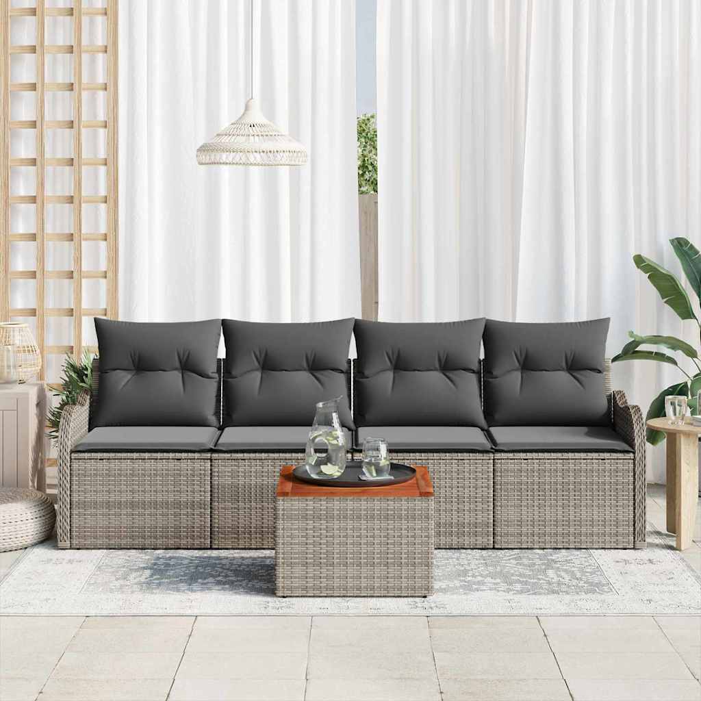 Set Divano da Giardino 5 pcs Grigio polyrattan | homemem39