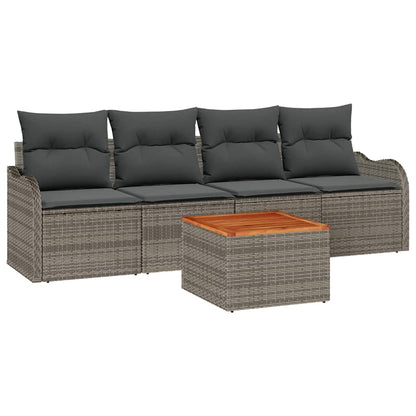 Set Divano da Giardino 5 pcs Grigio polyrattan | homemem39