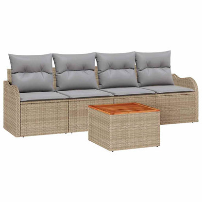 Set Divano da Giardino 5 pcs Beige e Grigio Chiaro polyrattan