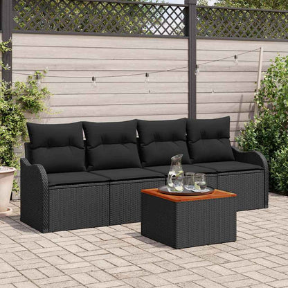 Set Divano da Giardino con archiviazione 5 pcs Nero polyrattan | homemem39