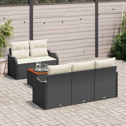 Set Divano da Giardino 6 pcs Nero e Crema polyrattan | homemem39