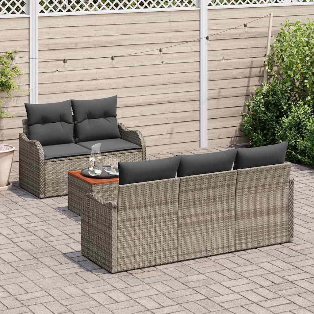 Set Divano da Giardino 6 pcs Grigio polyrattan | homemem39