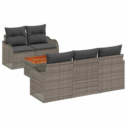 Set Divano da Giardino 6 pcs Grigio polyrattan | homemem39